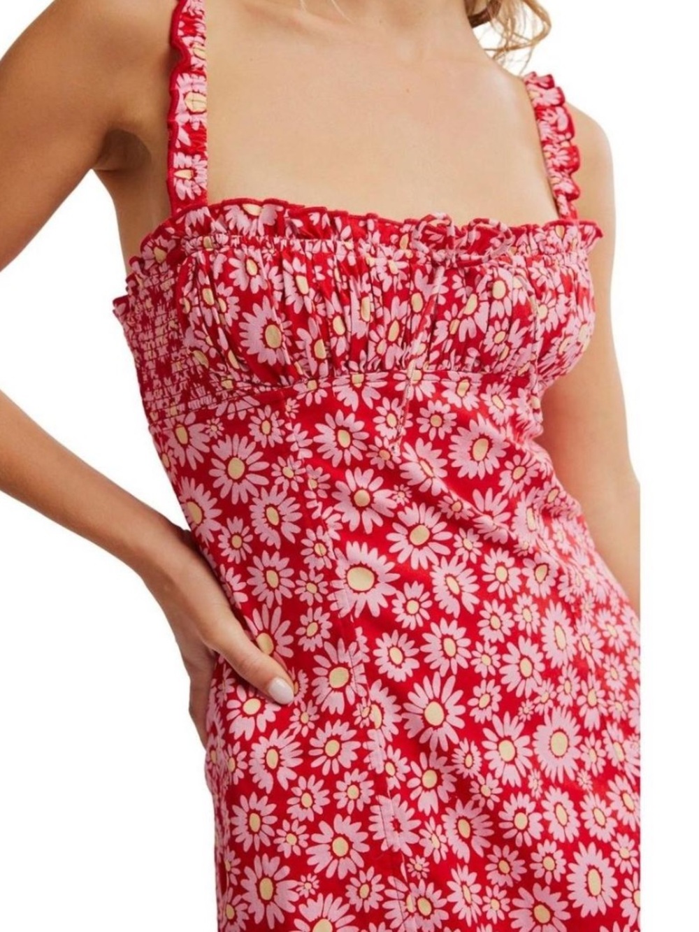 Free People Tomato Daisy Print Midi Dress - Picture 2 of 12